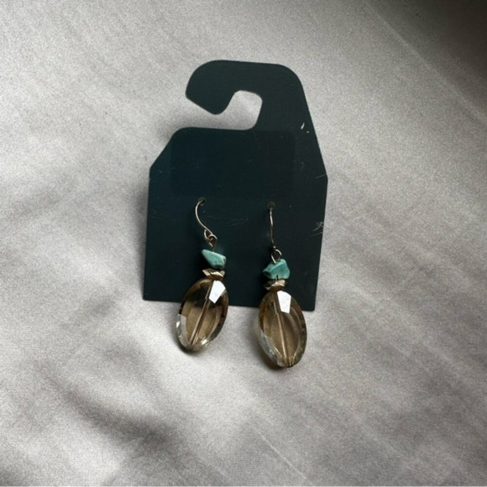 Brand New Dangle Drop Blue Stone Beaded Earrings Western Boho Festival